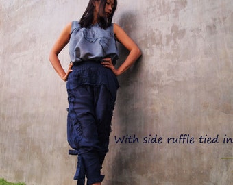 Pants/Funky harem pants...Mix silk (Indigo No.9)  (3 sizes M,L,XL) 1128