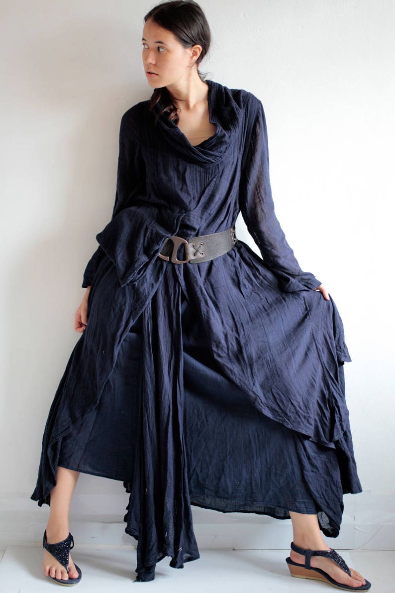 Elegant long Dress... thin 100% cotton / long sleeve / blouse /Boho/1133 One size image 5