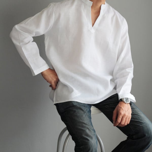 100% Linen long sleeve men's shirt (5703)