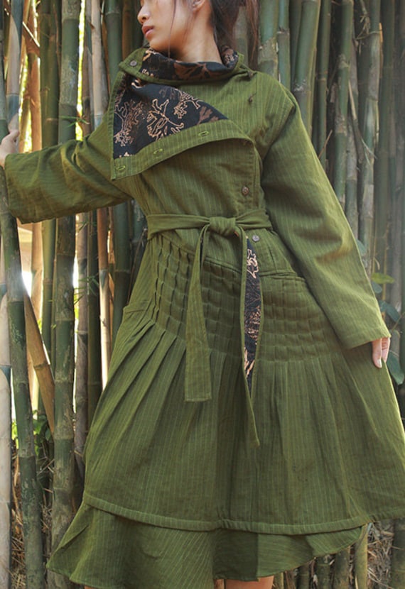 388 Winter Dress Linen Line Stitch Will Cotton Print. Maxi Dress  