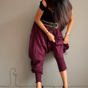 Pants..Harem Pants 428 long pants.Linen/cotton One size fit M-L size Boho/chic/funky/drawstring/black/cotton/Red/green/brown image 4
