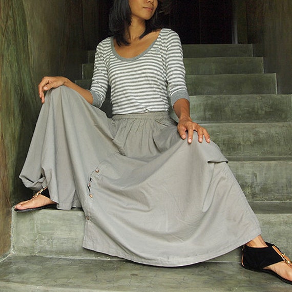 Skirt/ Pants.420B..Light Gray muslin convertible S-XL