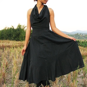Cowl neck Maxi dress...Black...cotton/Mix silk 1 dress 10 ways to wear, M,L and XL 332