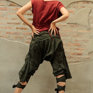 Pants/Funky harem pants 1128...Mix silk Photo colour No.15 dark green/Funky pants /hippie pants / long pants / 3 sizes M,L,XL image 3