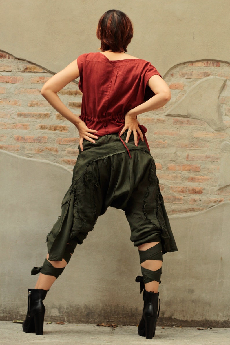 Pants/Funky harem pants 1128...Mix silk Photo colour No.15 dark green/Funky pants /hippie pants / long pants / 3 sizes M,L,XL image 3