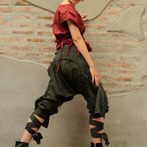 Pants/Funky harem pants 1128...Mix silk Photo colour No.15 dark green/Funky pants /hippie pants / long pants / 3 sizes M,L,XL image 4