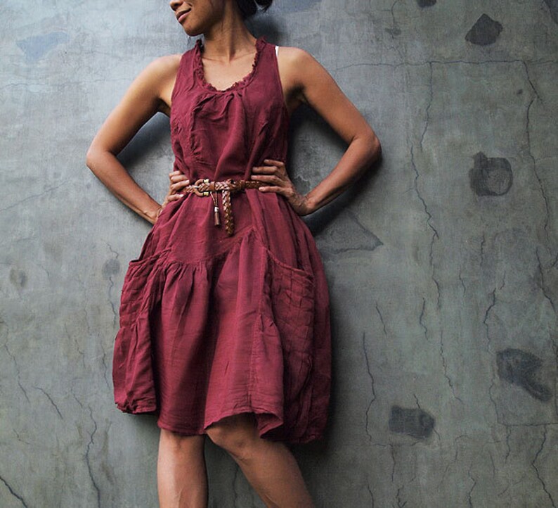 Mini dress.05..Dark red mix silk XL,XXL,XXXL available in all colour 