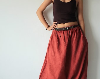 Pants..Hippie long pants1410 Earth Red/ M,L,X/harem/elastic/funky/cotton/brown/black/ivory/indigo/red/hippie pant/capri/mustard