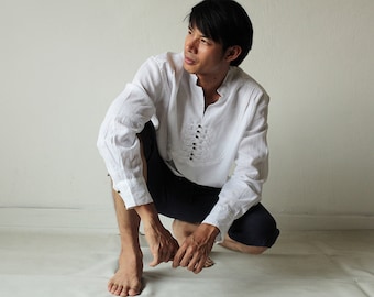 100% Leinen Langarm-Hemd (5703)