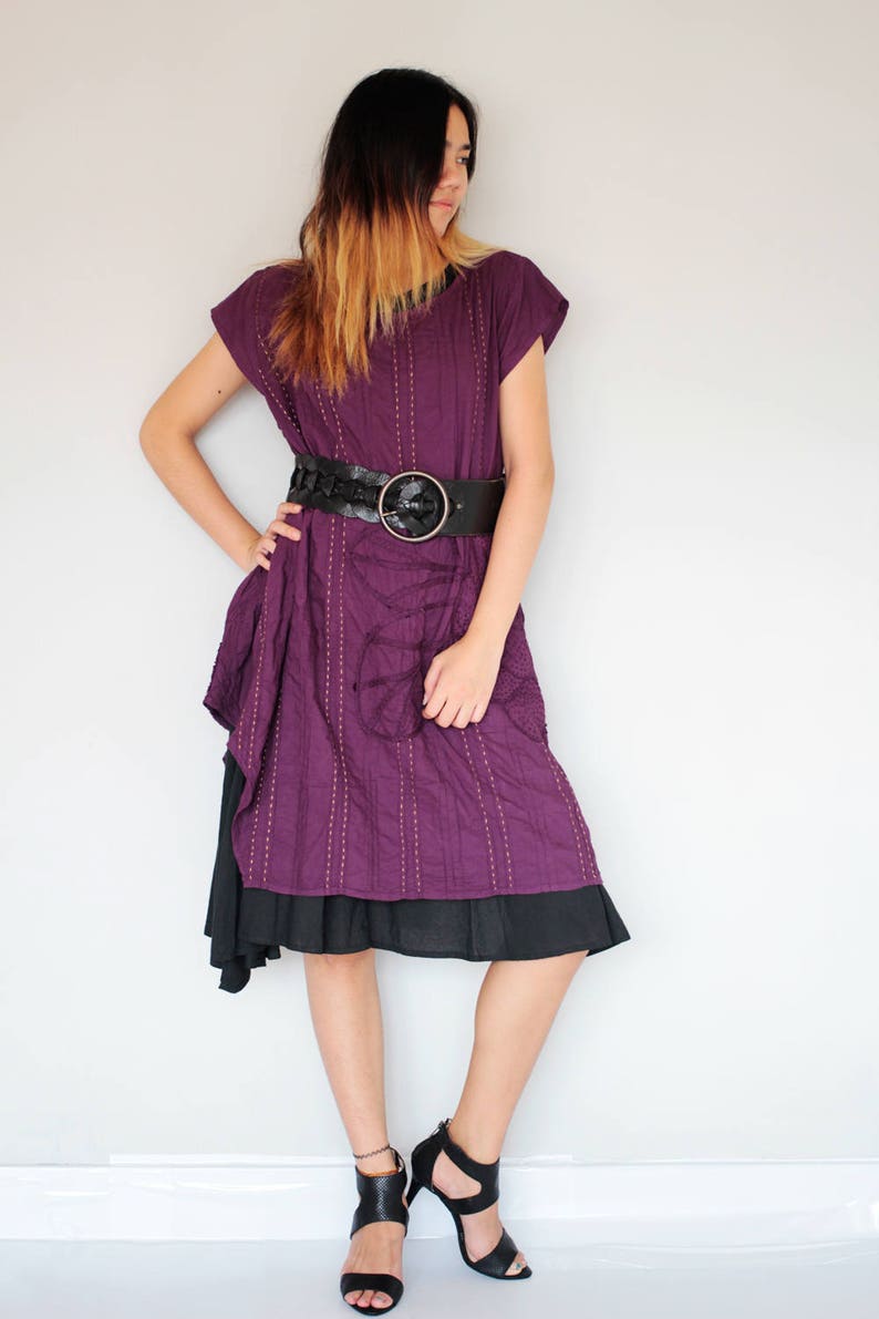 Layers dress two colour combination Purple/Black 1160 Etsy