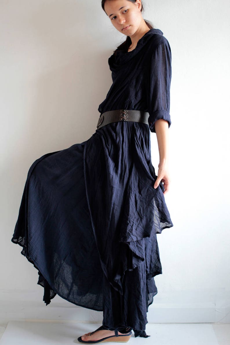 Elegant long Dress... thin 100% cotton / long sleeve / blouse /Boho/1133 One size image 6
