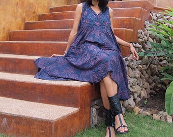 Colorful India... Freya Knee lenght dress, firework indian cotton(one size fit most)