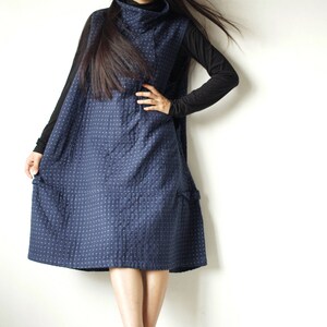 Dress/Turtle neck dress patterned fabric knee length D1403 image 5