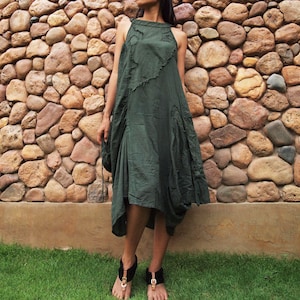 Sleeveless dress funky dress.1165..Dark green S-M image 1