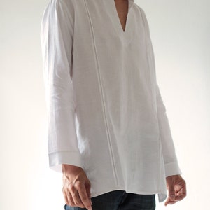 100% Linen djellaba style men's shirt (5702)