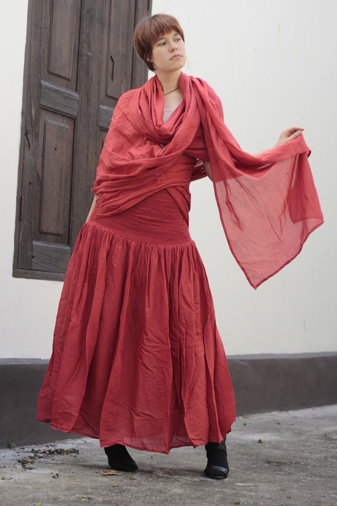 Robe longue funky élégant mélange de soie (1190) ... 1 robe 10 façons ...