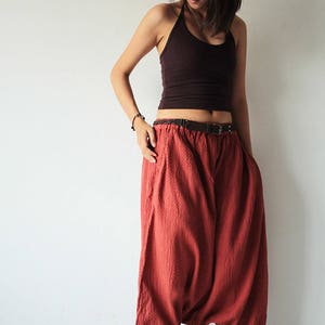 Pants/long pants..1410/ M,L,XL/harem/elastic/funky/cotton/brown/black/ivory/indigo/red/hippie pant/capri/mustard