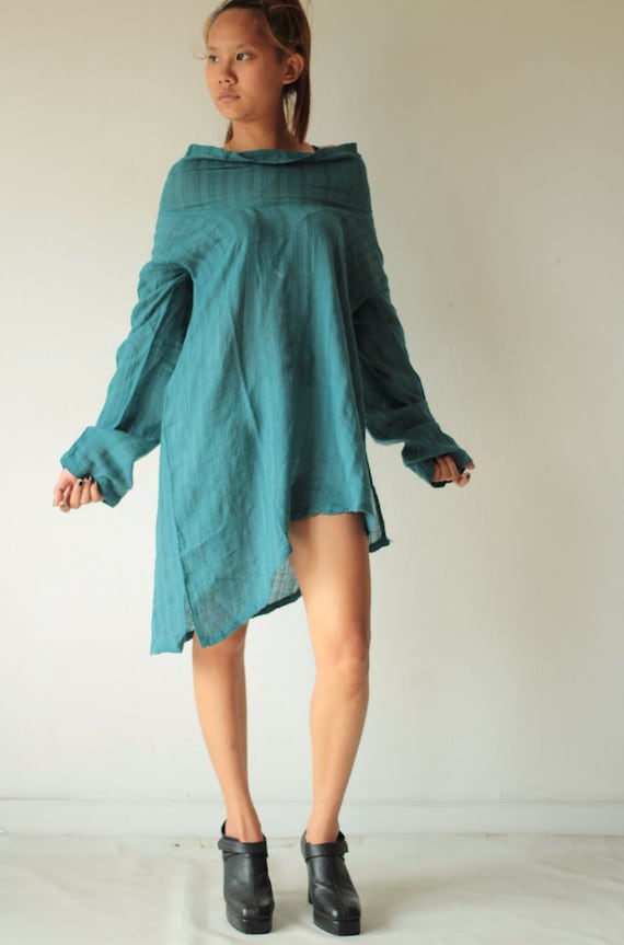 Sassy me long... linen cotton blend Size S (1408) mini dress