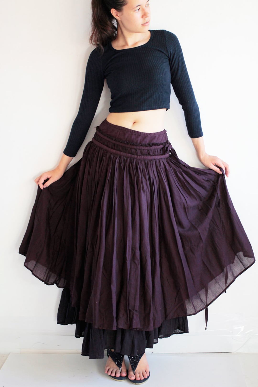 Ainsi va la Grande jupe ample, robe en soie mélangée gris