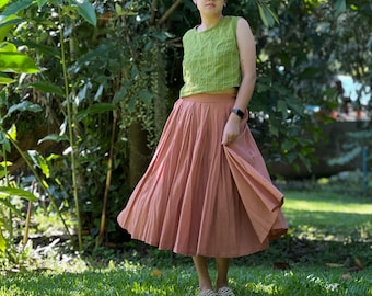 Handmade Boho Cotton Midi Skirt: Flowy Summer Skirt