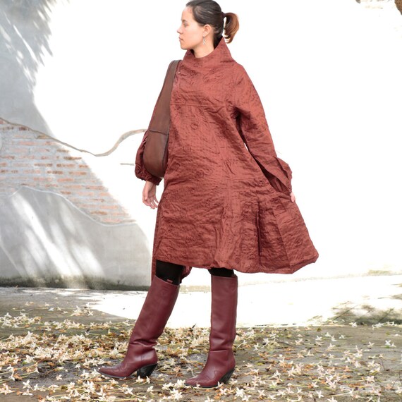 412 Asymmetric Knee Length Dress / Warm Winter Dress . (M-XL)
