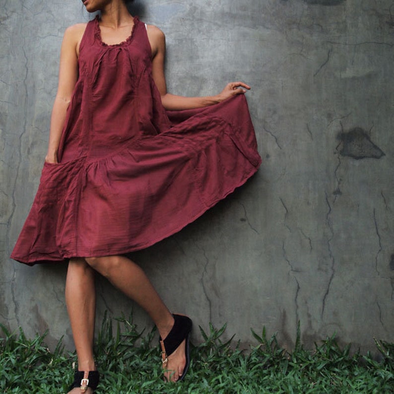 Mini dress.05..Dark red mix silk XL,XXL,XXXL available in all colour image 3