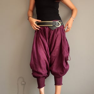 Pants..Harem Pants 428 long pants.Linen/cotton One size fit M-L size Boho/chic/funky/drawstring/black/cotton/Red/green/brown image 8