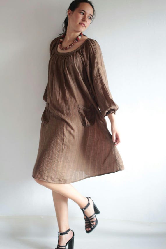 100% Cotton Knee Length Dress Loose Fit Dress ...one Size - Etsy