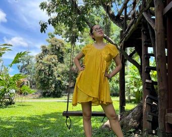 Tunic/Dress...Mix silk (one size fits S-L)Asymmetrical dress natural fabric