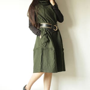 Dress/Turtle neck dress patterned fabric knee length D1403 image 9