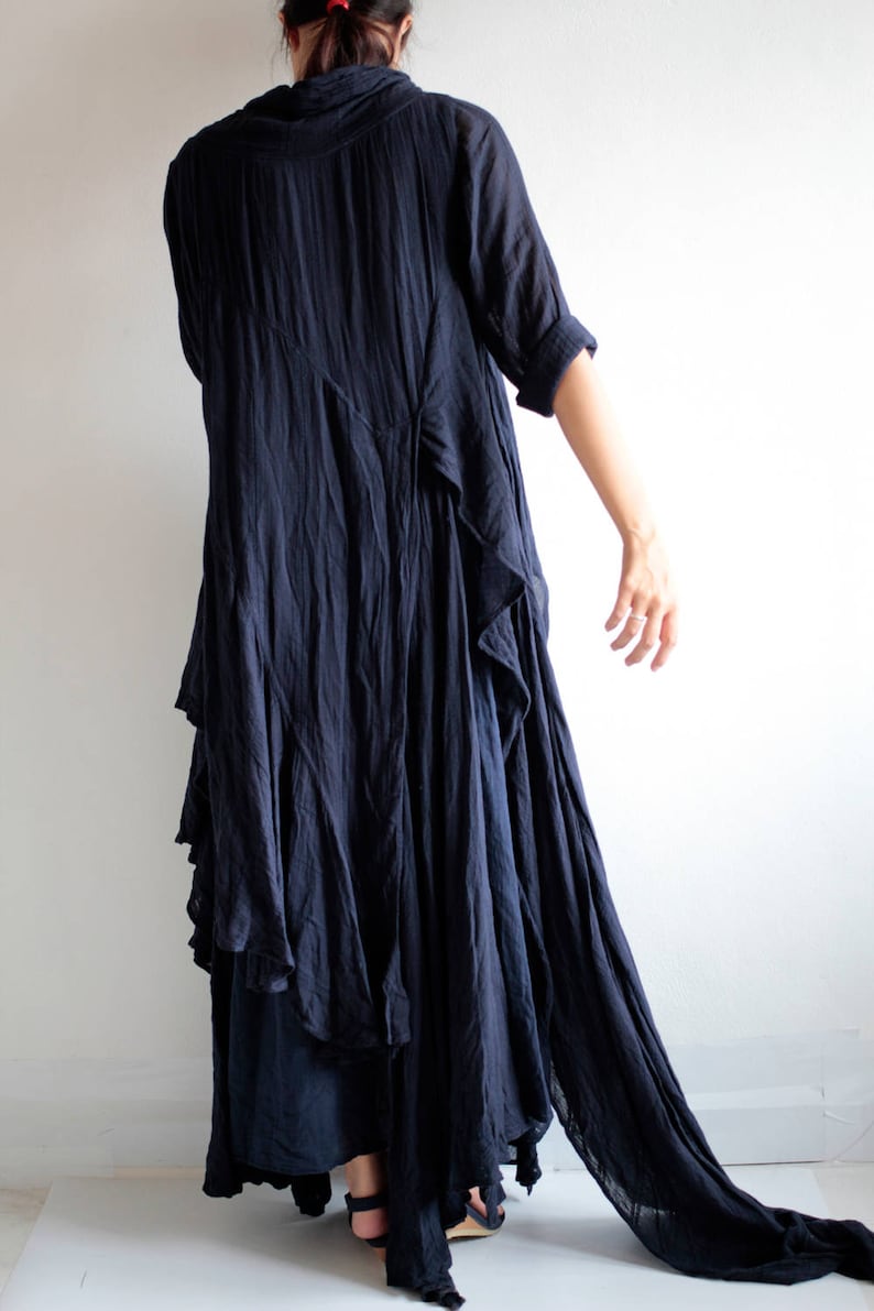 Elegant long Dress... thin 100% cotton / long sleeve / blouse /Boho/1133 One size image 8