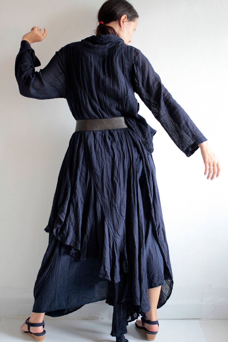 Elegant long Dress... thin 100% cotton / long sleeve / blouse /Boho/1133 One size image 3