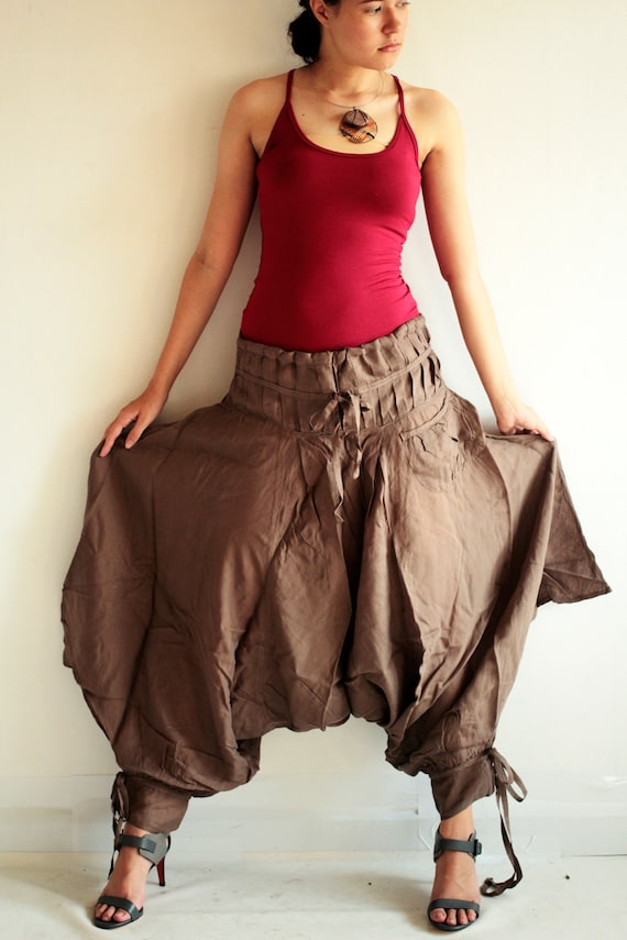Pants/funky Boho Harem/plus Size .. Rose Red Mix Silk