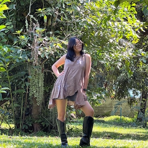 Hand-Embroidered Floral Cotton Tunic: Sleeveless Asymmetric Top