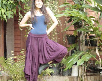 Cotton Harem Pants: Funky Balloon Style, Ruffle Detail