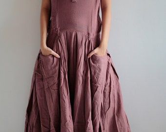 Boho Long dress cotton/linen  plus size XL floral dress