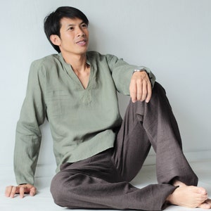100% Linen long sleeve men's shirt (5705)