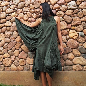 Sleeveless dress funky dress.1165..Dark green S-M image 2