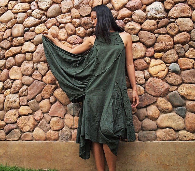 Sleeveless dress funky dress.1165..Dark green S-M image 2