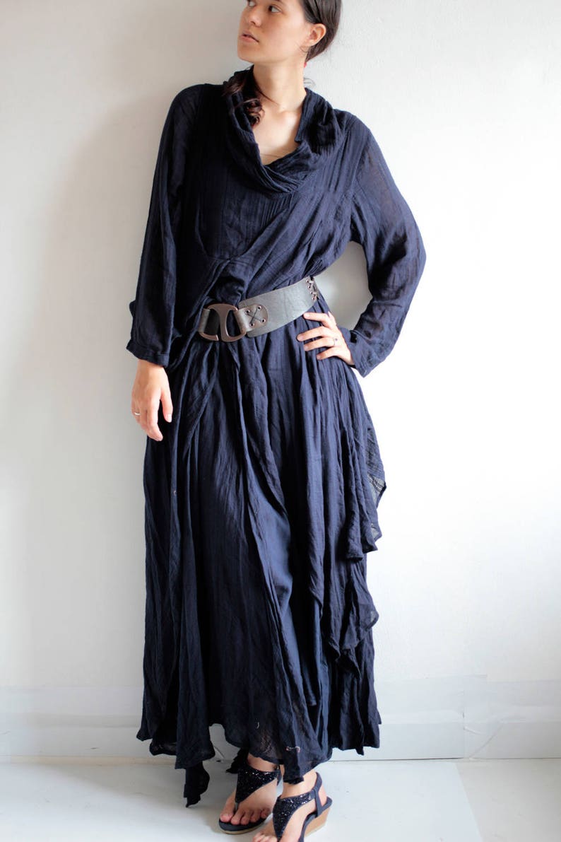 Elegant long Dress... thin 100% cotton / long sleeve / blouse /Boho/1133 One size image 2