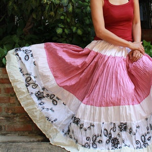 Hope Floats...Sweet full maxi skirt..floral embroidery  (one size fits S-L)