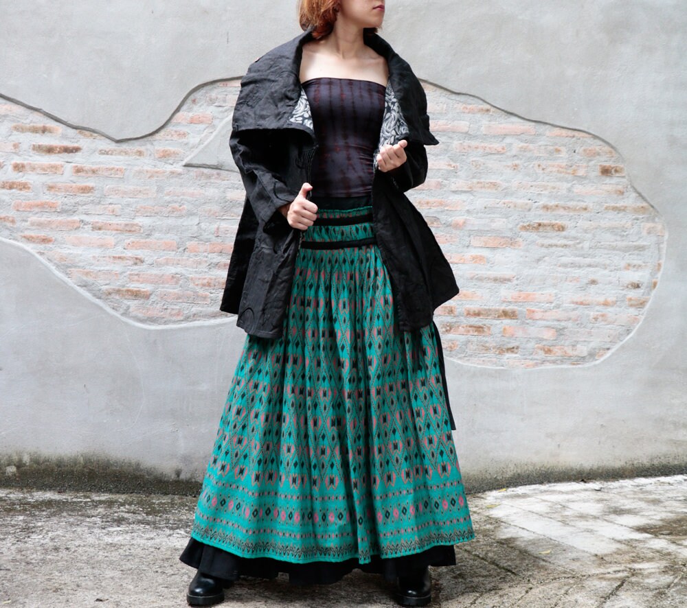 Maxi Skirt 2 Layers Full Length Hippie/chic/boho/......cotton | Etsy
