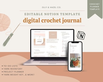 Notion Crochet Project Planner: Digital Journal Template (PDF)