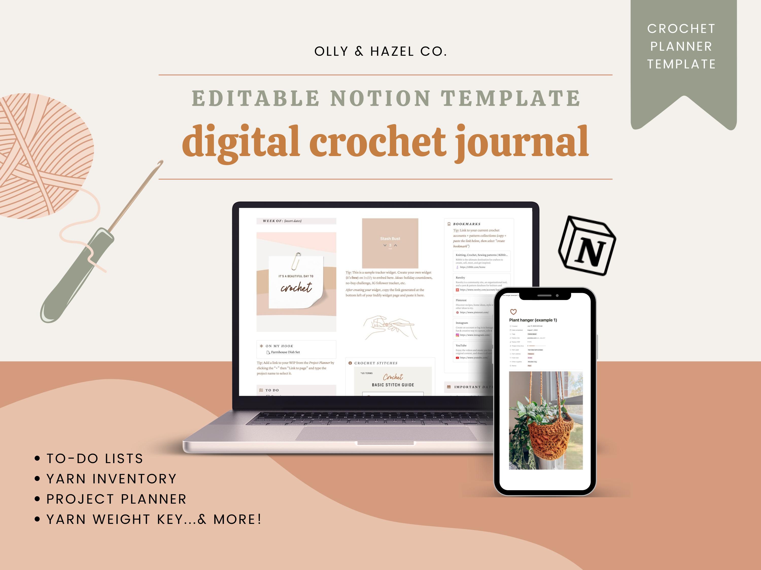 Notion Crochet Project Planner: Digital Journal Template (PDF)
