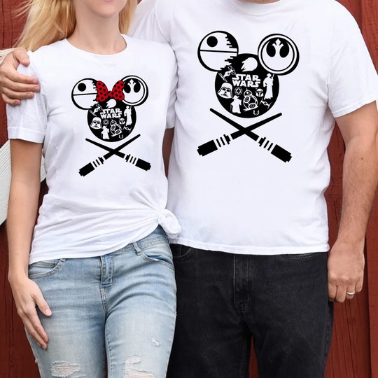 Disover Disney Star Wars Mickey And Minnie Head Matching T-Shirts