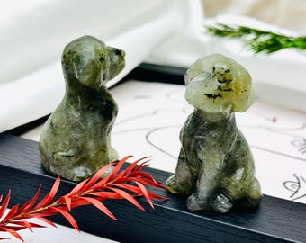 1.5'' Labradorite Dog Sculpture, Home Decor, Crystal Dog Decor, Gemstone Dog Gift, Energy Crystal, Crystal Animal