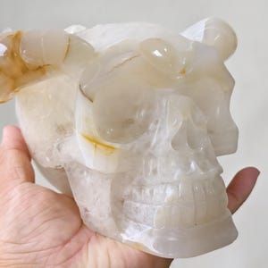 RARE Natural Geode Agate Skull Sculpture, Home Decor, Crystal Skull, Metaphysical Skull Gift, Healing Crystal, Crystal Gift Carving Decor