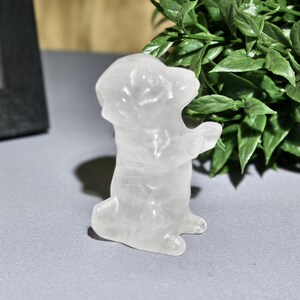 Hand-carved Clear Quartz Dog Sculpture, Home Decor, Crystal Dog Figurine, Crystal Animal Decor, Metaphysical Crystal Gift