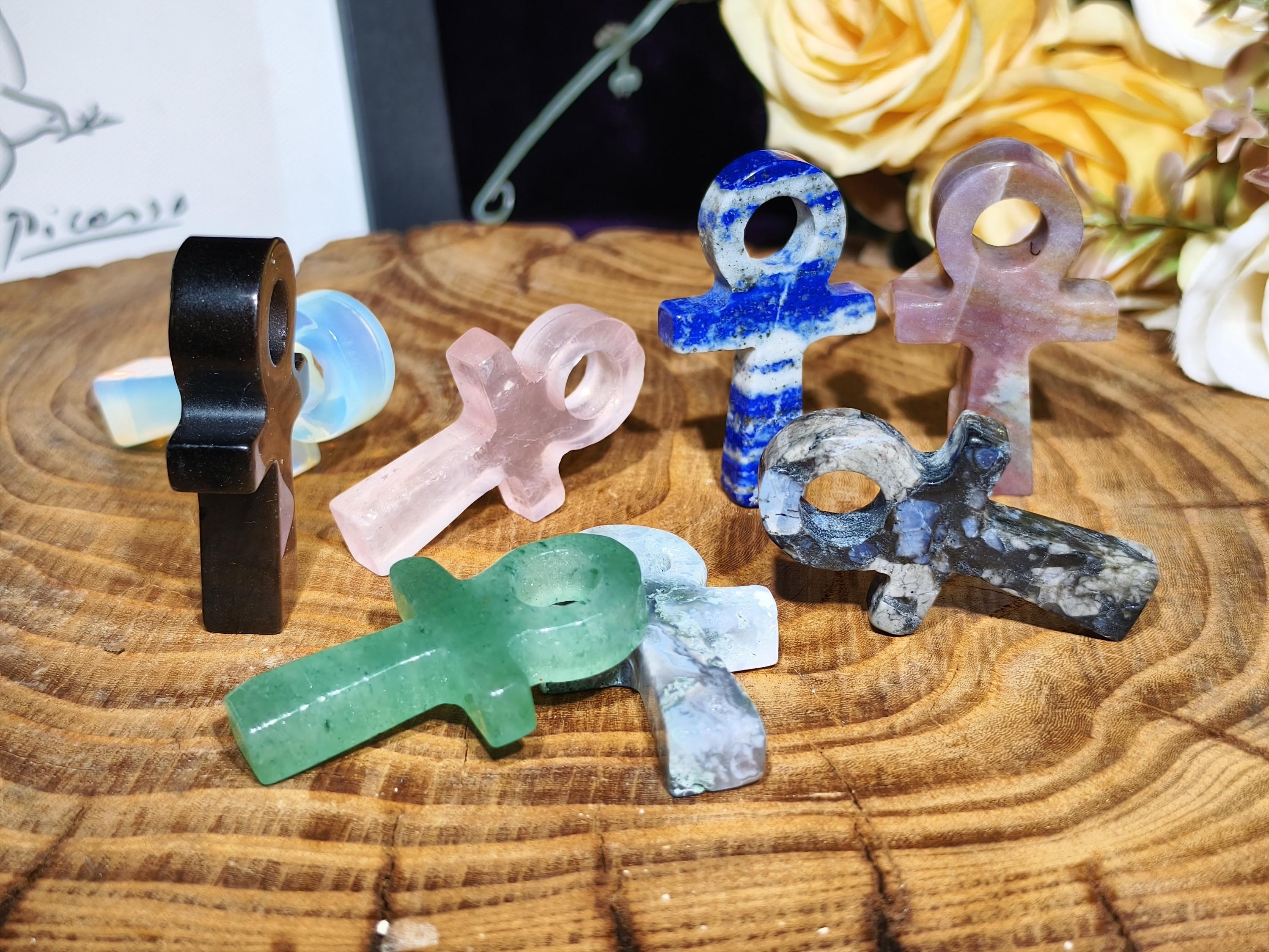 Handmade Clear Quartz Ankh: Crystal Healing Decor (7.5'')