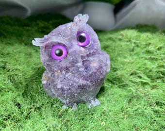 2.3'' Resin Amethyst Owl Figurines, Home Decor, Crystal Animal Decor, Holiday Decor, Crystal Gift, Gifts For Friends, Chakra